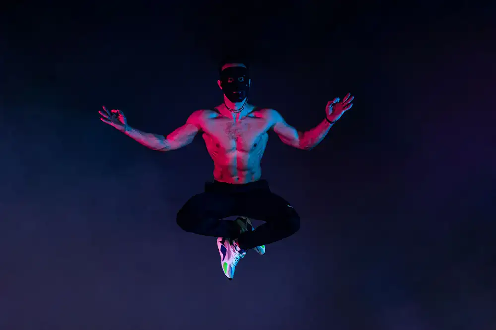 Player executing a complex mid-air dash maneuver